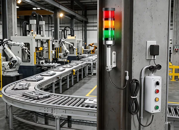 QTEATAK andon tower light kit shown for a production line application