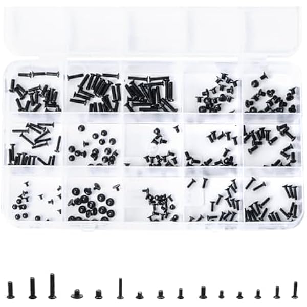 QTEATAK 300Pcs Black Laptop Notebook Computer Replacement Screws Kit for Lenovo Toshiba Gateway Samsung HP IBM Dell Sony Acer Asus SSD Hard Disk SATA