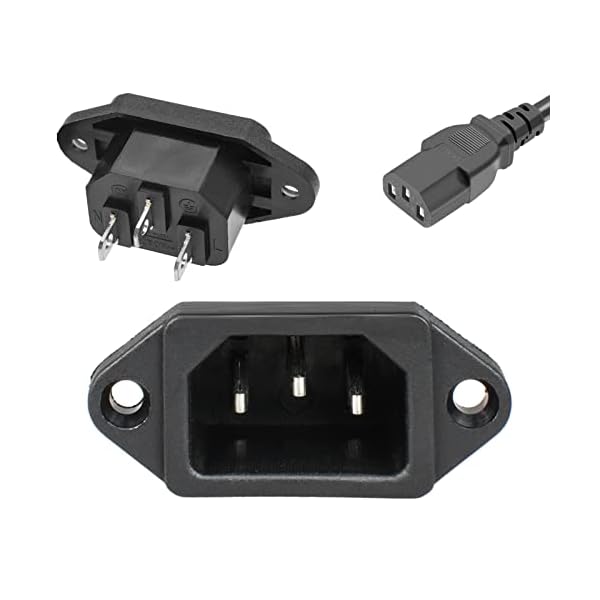 QTEATAK 3 Pack Screw Mount 3 Pins Inlet Power Plug Socket IEC320 C14 AC 250V 10A by QTEATAK
