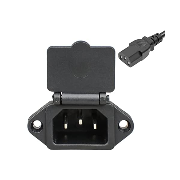 QTEATAK 2 Pcs AC 250V 10A IEC 320 C14 Panel Mount Plug Adapter Power Connector Socket with Spring Cover