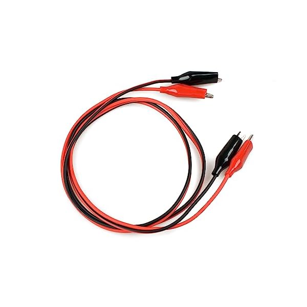 QTEATAK 3 Pairs 6 Units of Packaging Alligator Clips with Wires Test Cable Red-Black Wire Adhesive Design 100cm/39.4inches Long