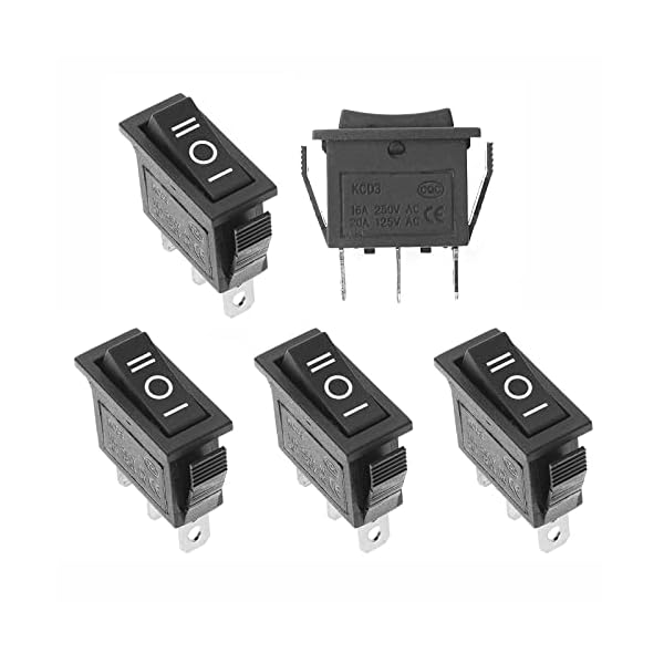 QTEATAK 5Pcs SPDT 3 Pins 3 Position ON/Off/ON Toggle Rocker Switch AC 15A/250V 20A/125V for Car Boat KCD3
