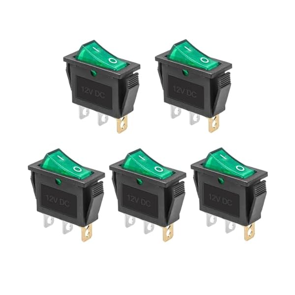 QTEATAK 5Pcs AC 250V/15A, 125V/20A Red Light Illuminated LED On/Off SPST 3 Pin 2 Position Mini Boat Rocker Toggle Switch Snap for Car Boat
