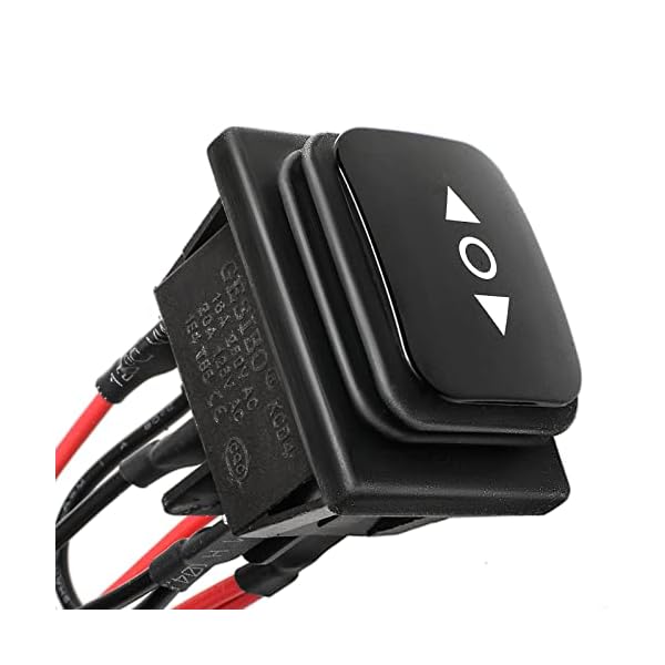 QTEATAK DC 12V 10A 6 Pin 3 Position (ON)-Off-(ON) AC 110V-220V Waterproof Momentary Polarity Reverse Switch Motor Control Black Boat Rocker Toggle Switch with Wire KCD4-223-QT