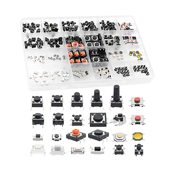 QTEATAK 240 Pcs 24 Value Micro Momentary Tactile Push Button Switch Tact Assortment Kit