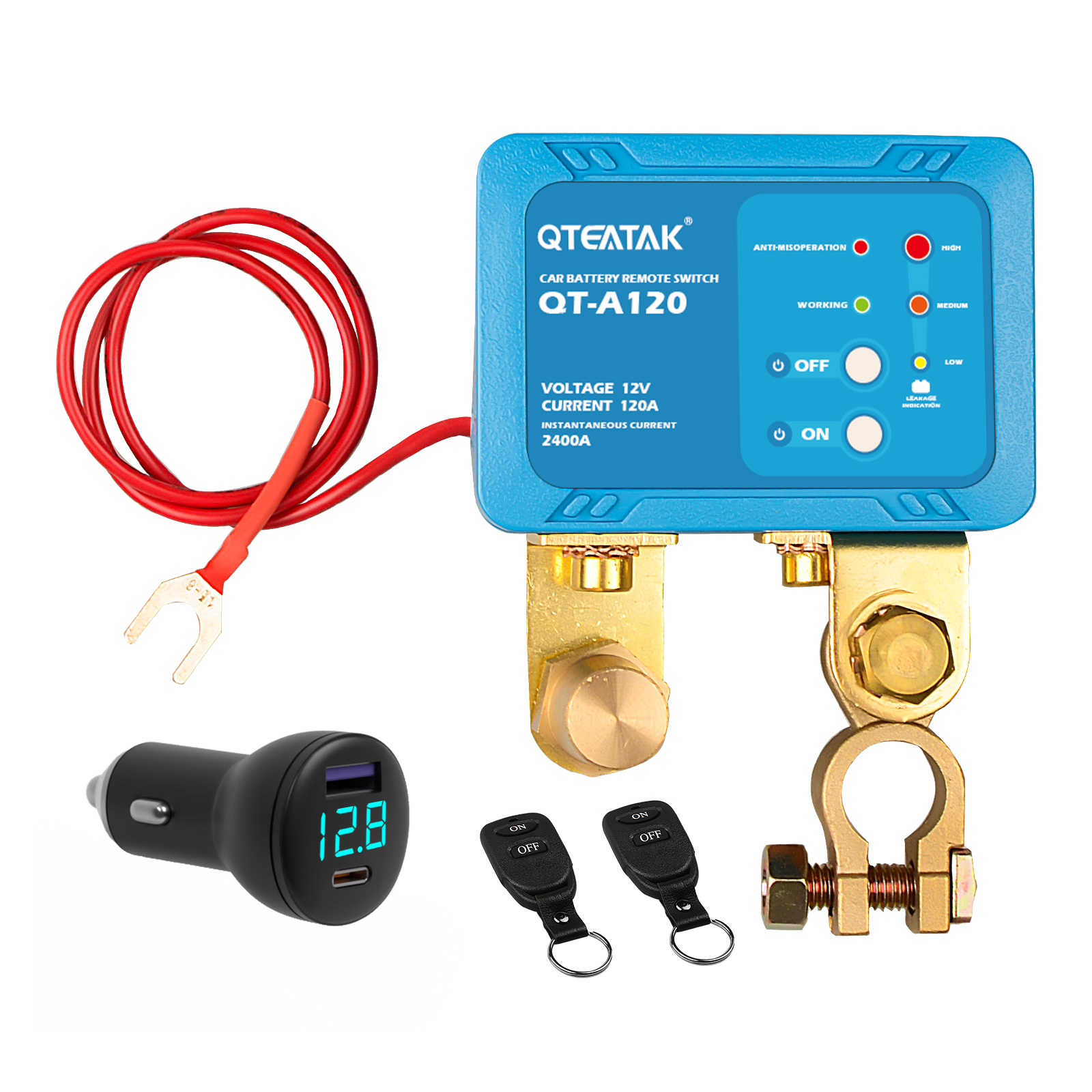 QTEATAK JF-115-2 Remote + charger battery disconnect switch kit
