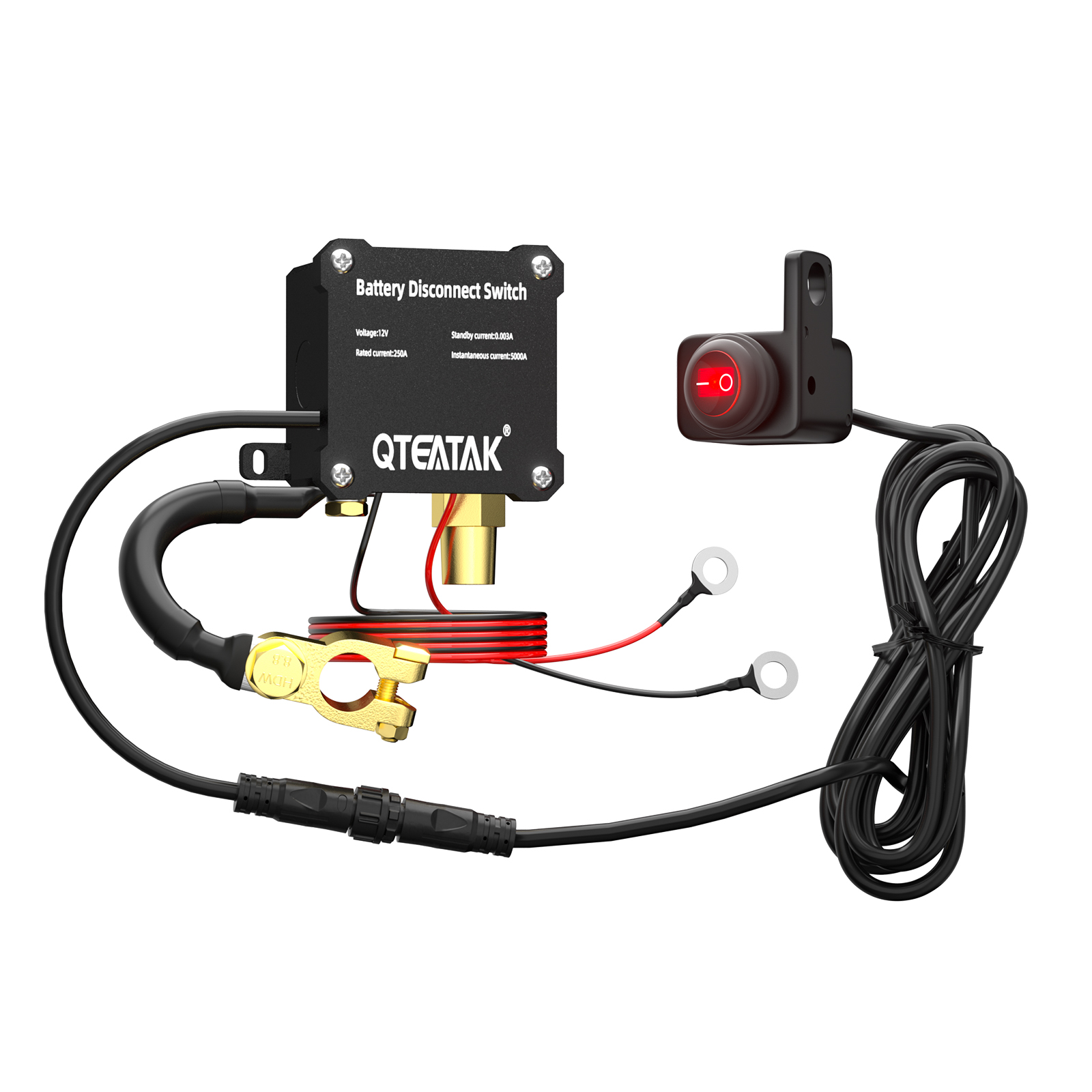 QTEATAK JF-115-6-SD-LY Illuminated round rocker battery disconnect switch kit