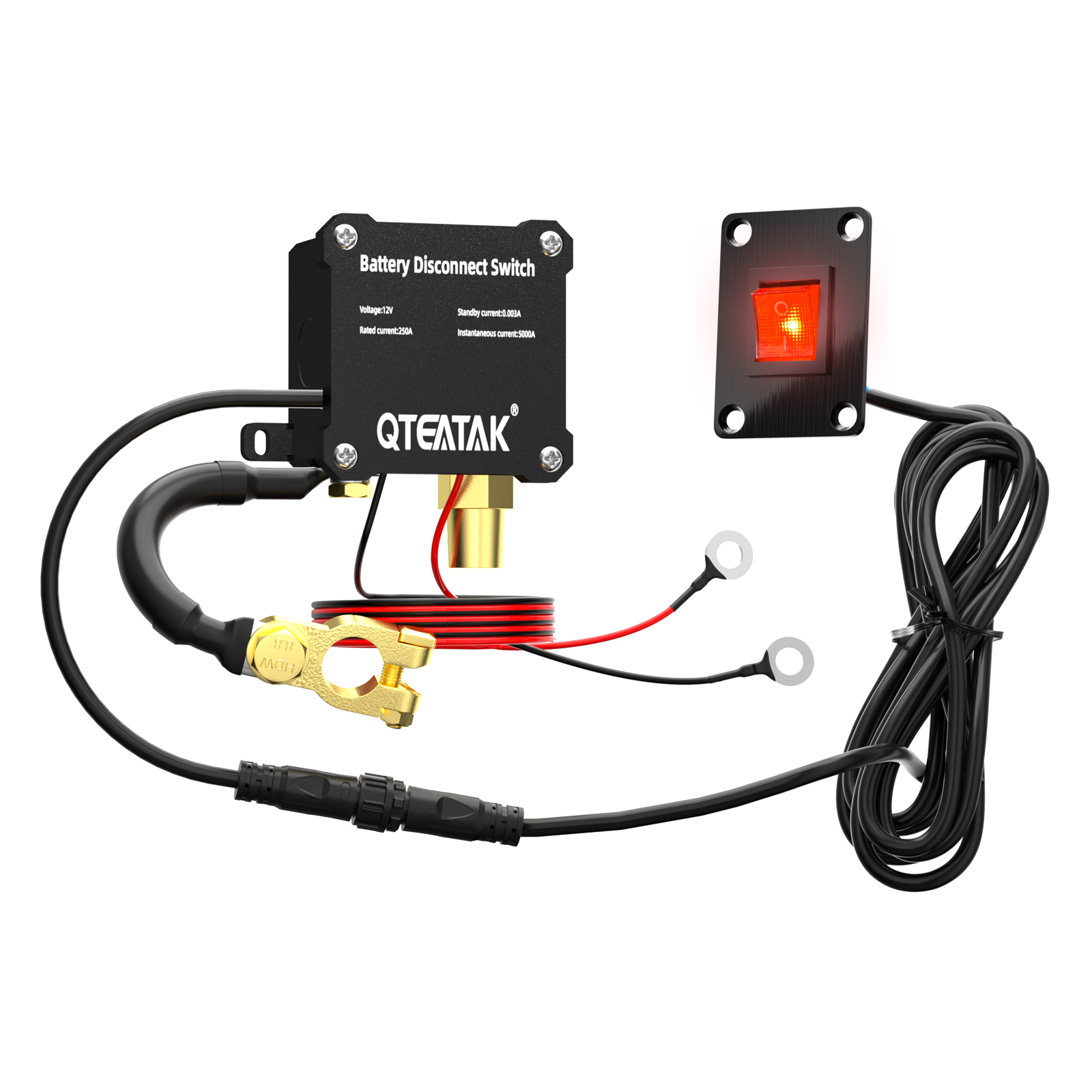 QTEATAK JF-115-8-D4-LD Illuminated KCD4 rocker battery disconnect switch kit